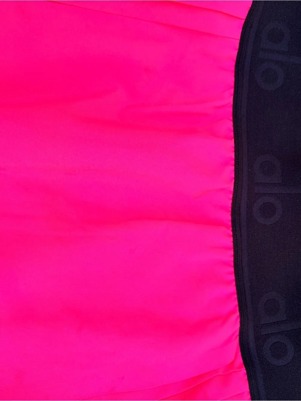 ALO Yoga Hot Pink Pleated Skater Skirt with Black Waistband
